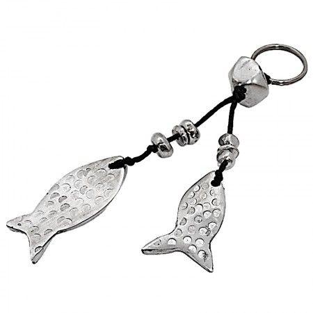 Porte clés 2 poissons aluminium recyclé