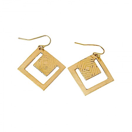 Boucles d'oreilles carrées laiton