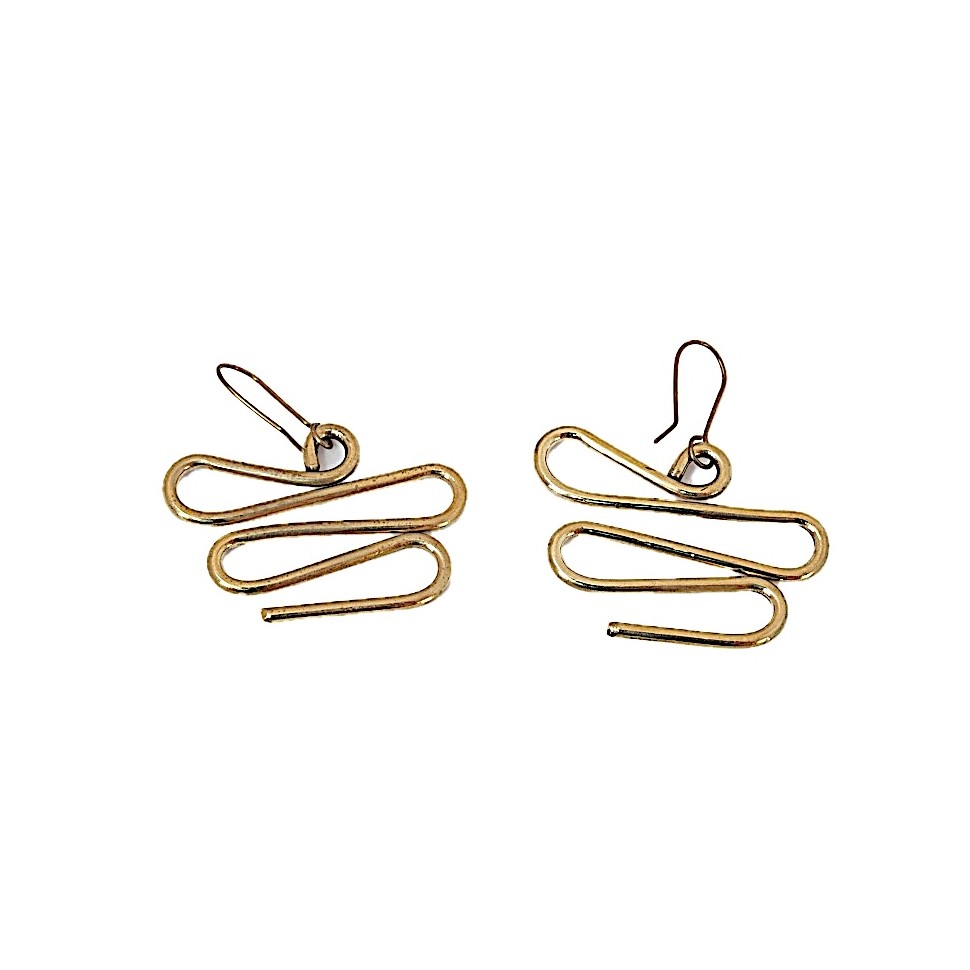 Boucles d'oreilles zigzag laiton doré