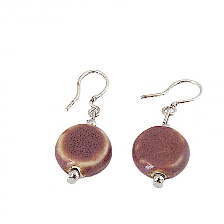 Boucles d'oreilles disque céramique rose