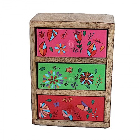 Commode bois 3 tiroirs métal