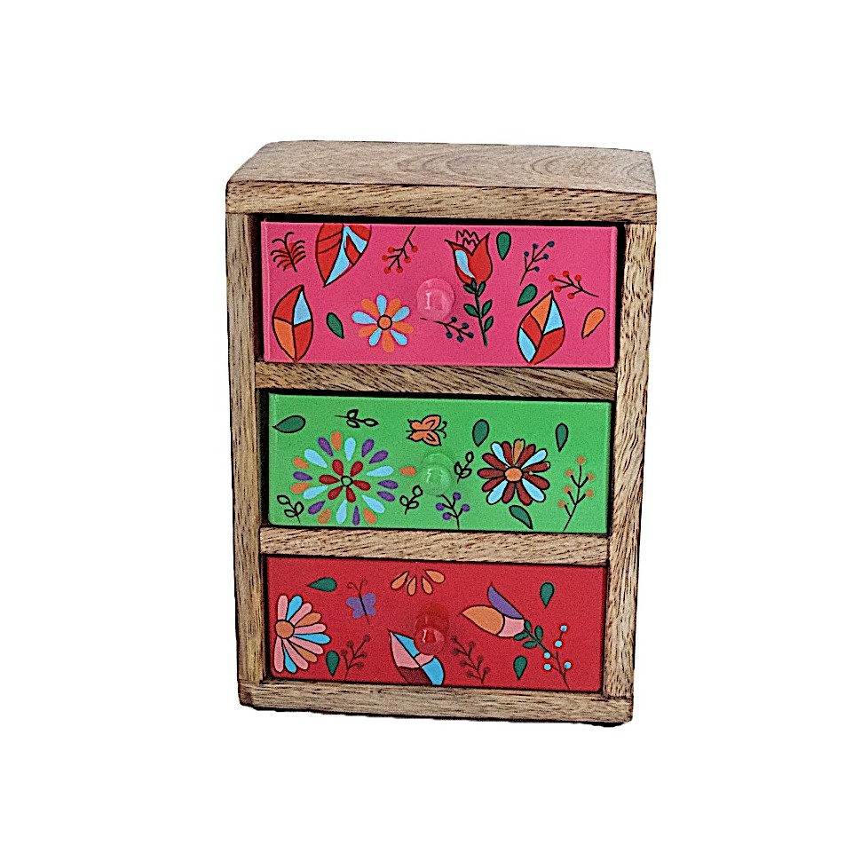 Commode bois 3 tiroirs métal