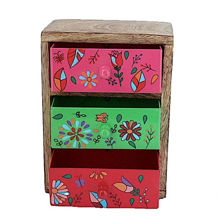 Commode bois 3 tiroirs métal