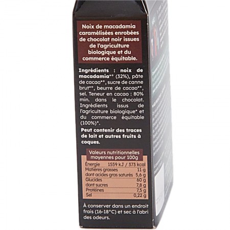 Macadamia chocolat bio 100g