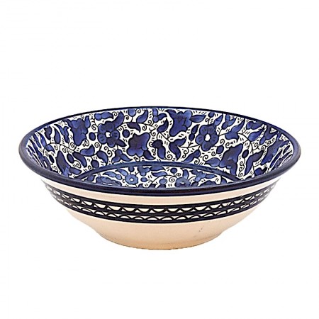 Saladier céramique fleurs bleues