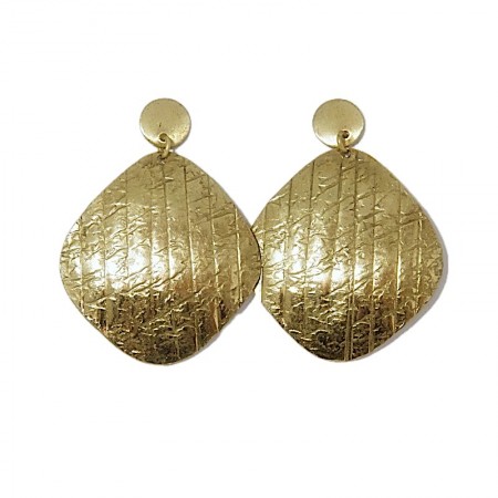 Boucles d'oreilles laiton doré martelé