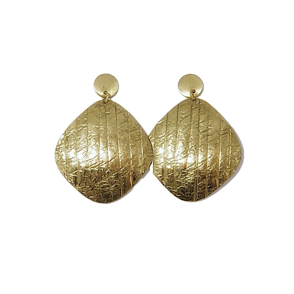 Boucles d'oreilles laiton doré martelé