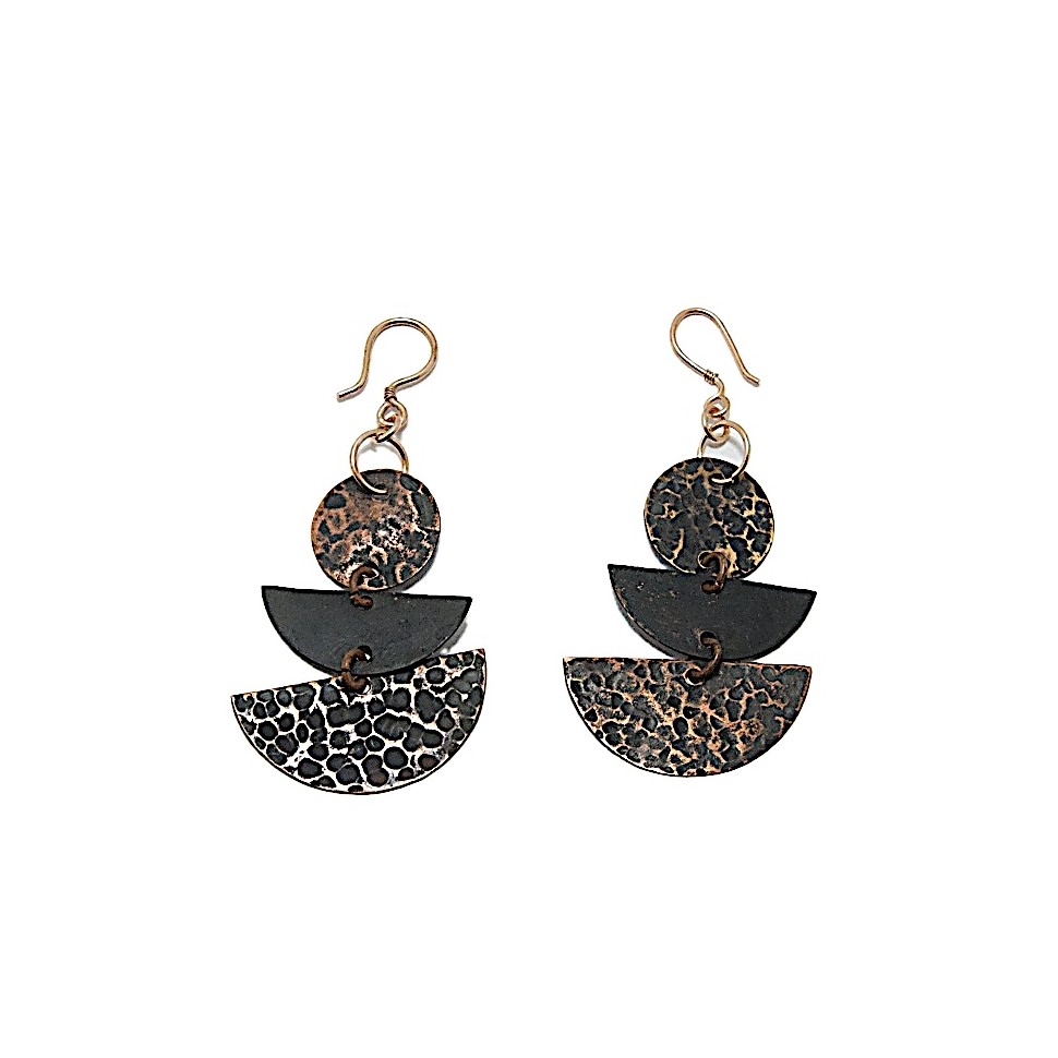 Boucles d'oreilles bronze martelé