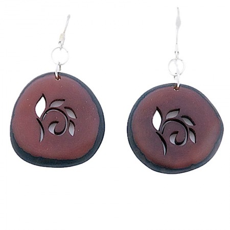 Boucles d'oreilles en tagua brun ajouré