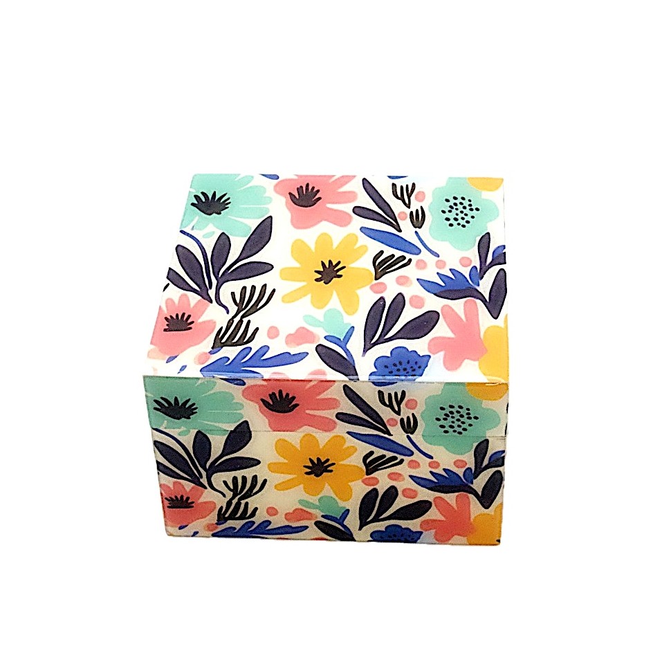 Boîte carrée MDF fleurs