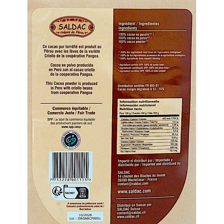Cacao 100% bio verso