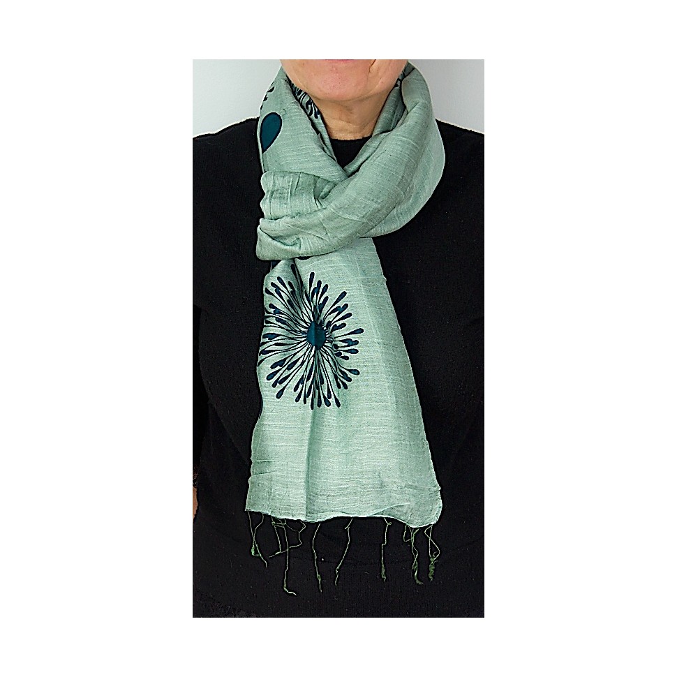 Echarpe viscose et soie verte