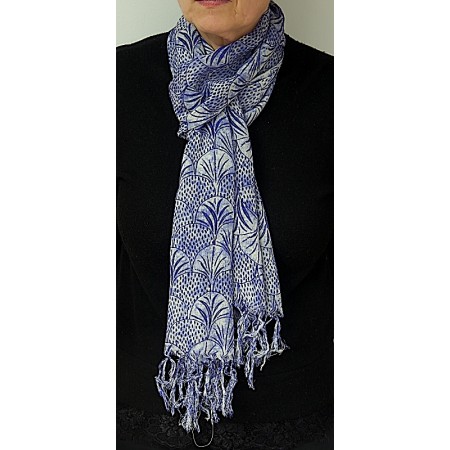 Echarpe laine tissée bleue