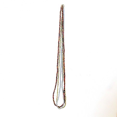 Collier laiton, bois et perles de verre