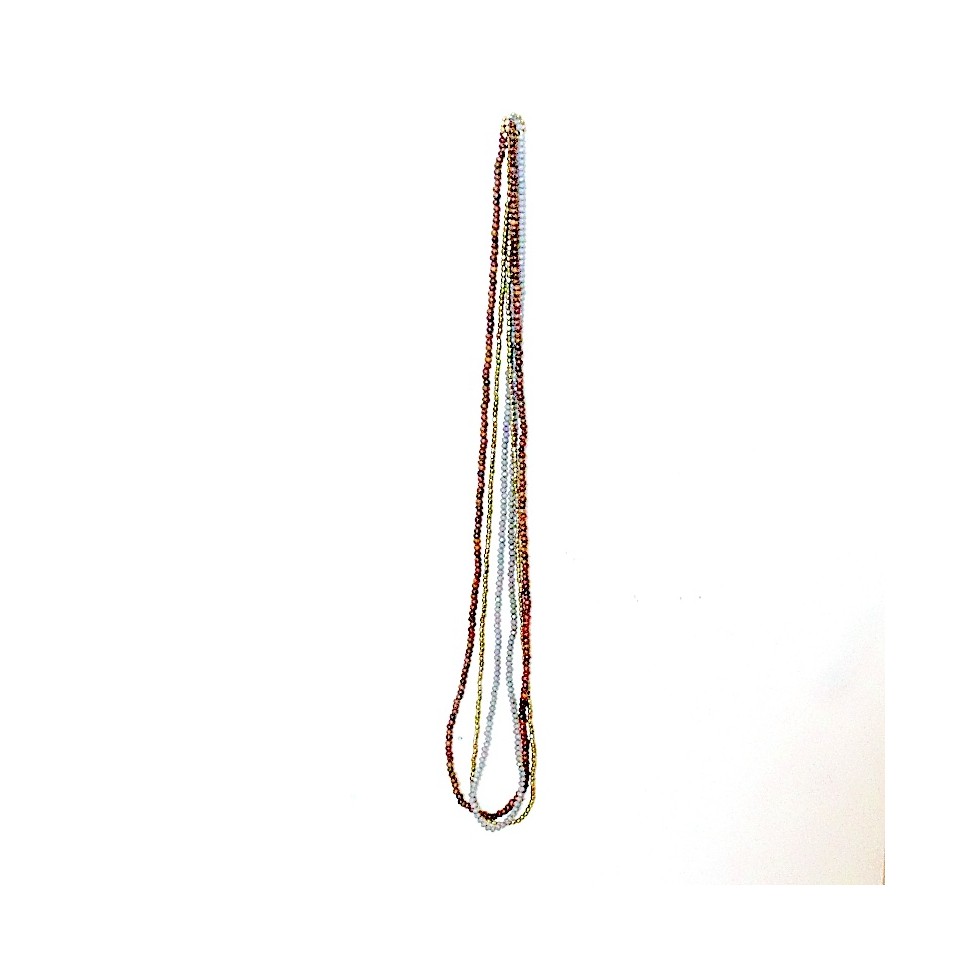 Collier laiton, bois et perles de verre