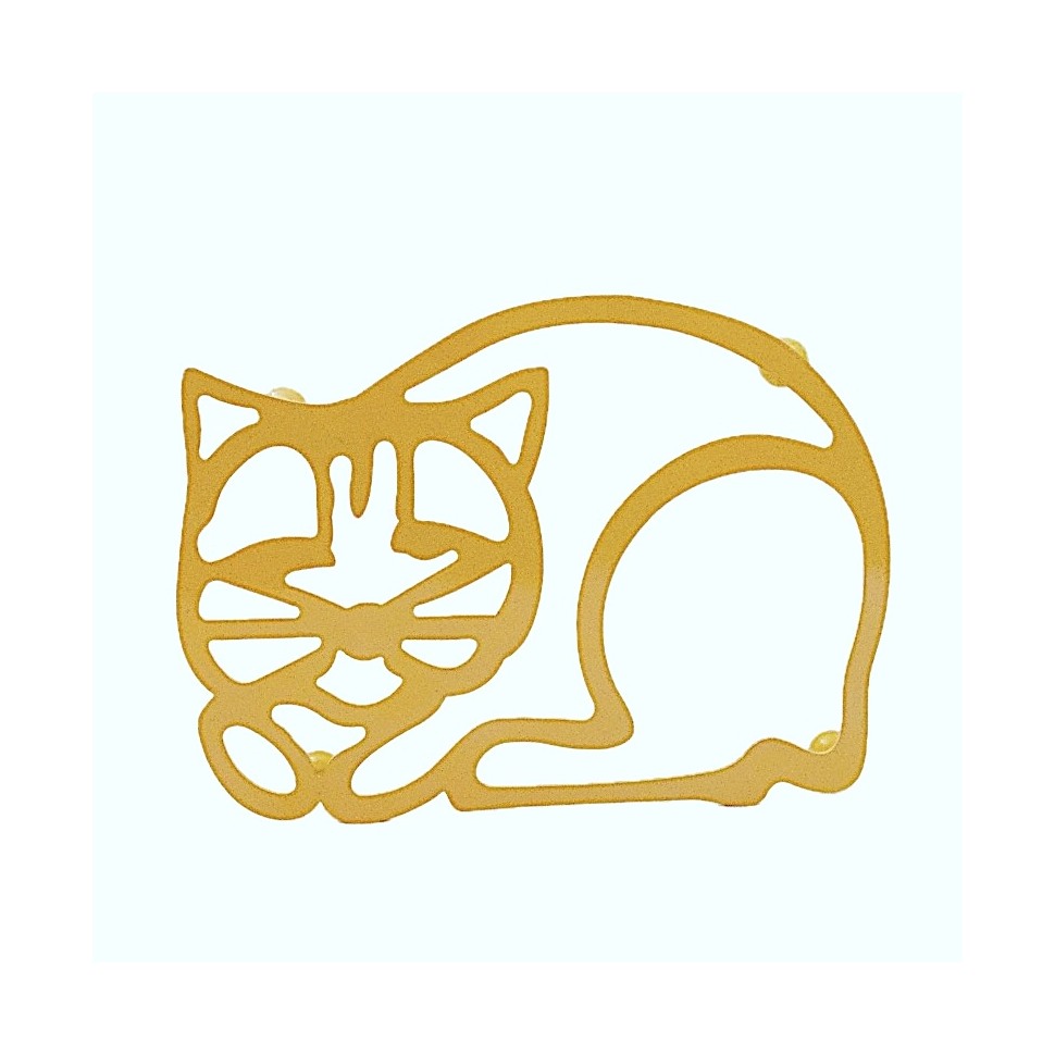 Dessous de plat chat en fer jaune