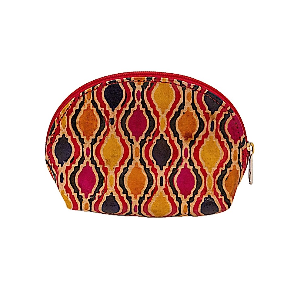 Porte monnaie demi lune cuir multicolore