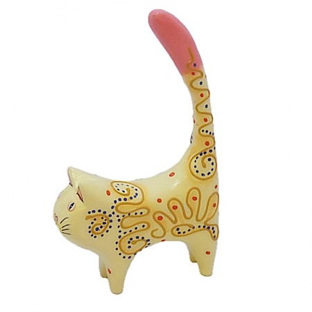 Chat jaune porte bagues bois albizia