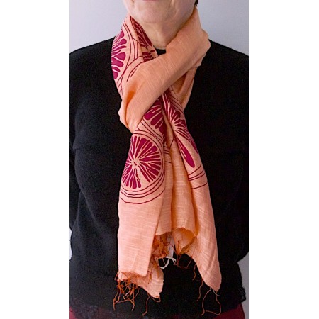 Echarpe viscose et soie orange