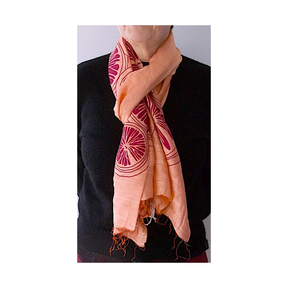 Echarpe viscose et soie orange