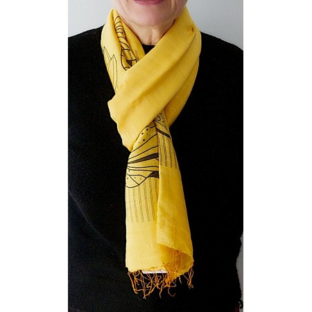 Echarpe viscose et soie jaune