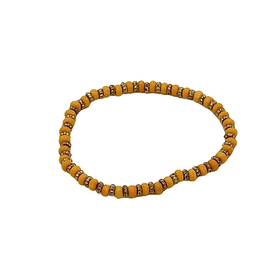 Bracelet élastique perles de verre et de laiton