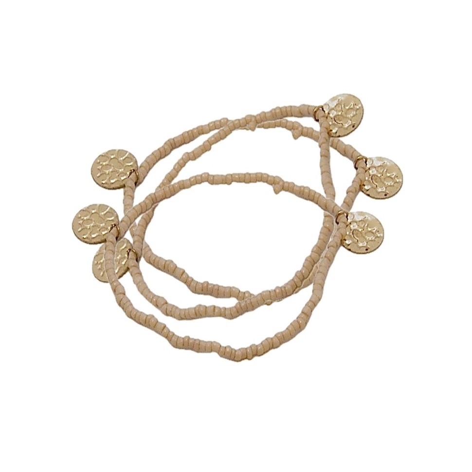 3 Bracelets élastiques perles de verre et de laiton