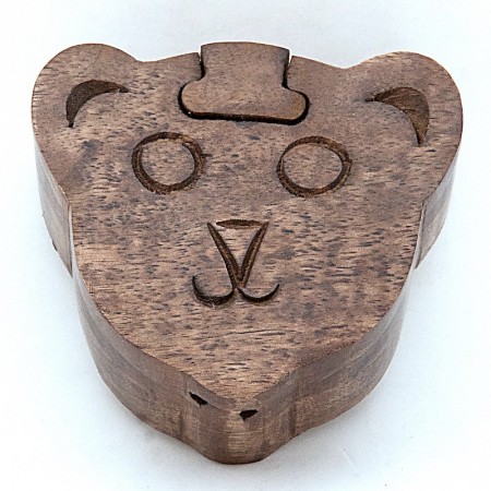 Boîte à secrets tête d'ours bois manguier
