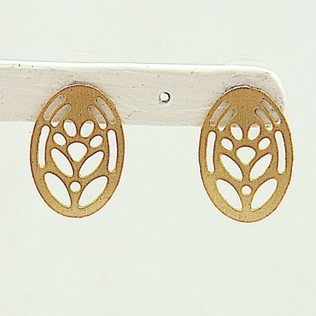 Boucles d'oreilles ovales laiton doré ajouré