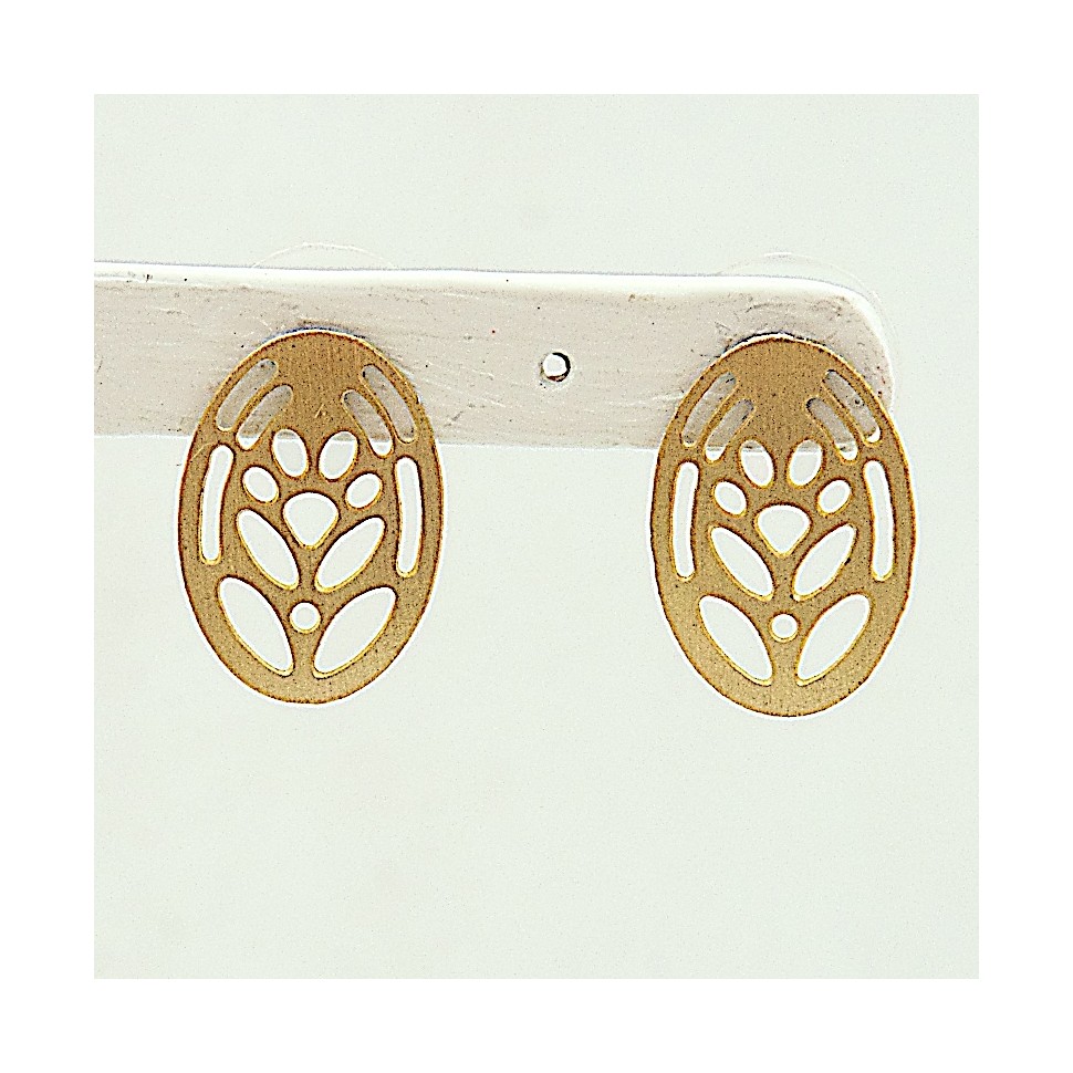 Boucles d'oreilles ovales laiton doré ajouré