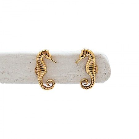 Clous d'oreilles hippocampes laiton plaqué or