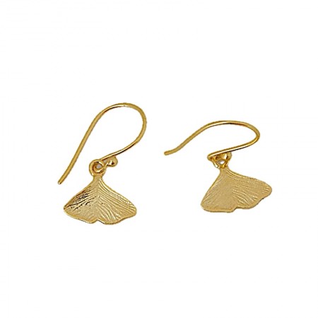 Boucles d'oreilles feuilles ginkgo biloba plaqué or