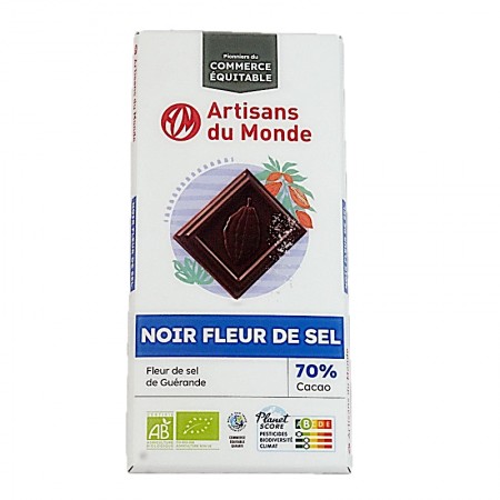 Chocolat bio noir fleur de sel de Guérande