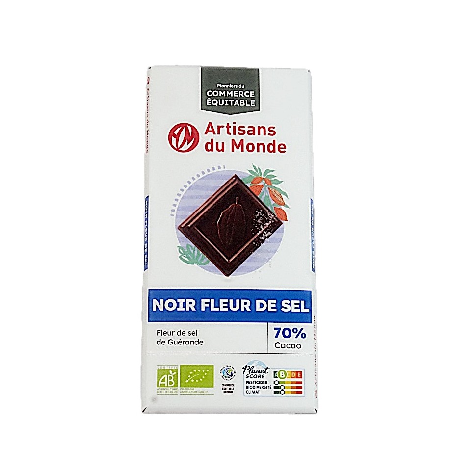 Chocolat bio noir fleur de sel de Guérande