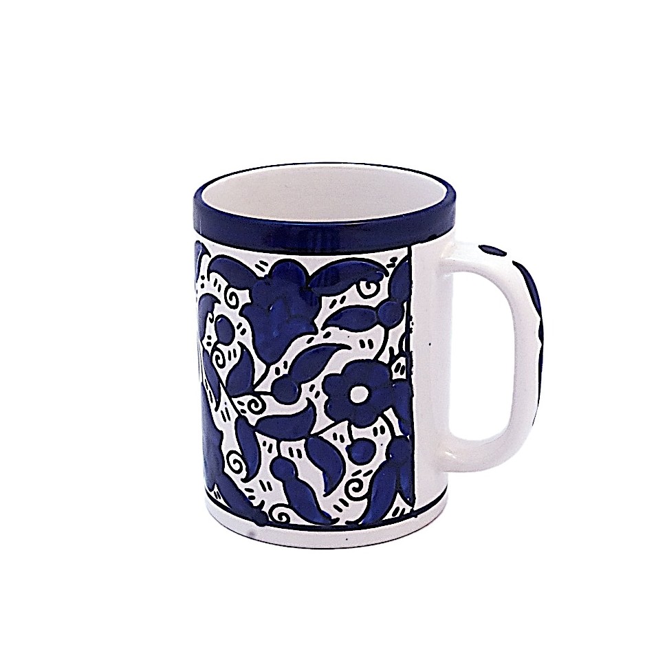 Mug céramique fleurs bleues