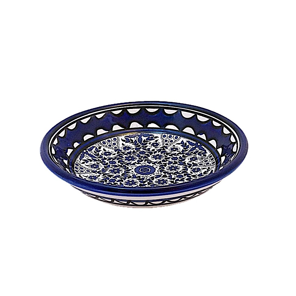 Assiette creuse céramique fleurs bleues
