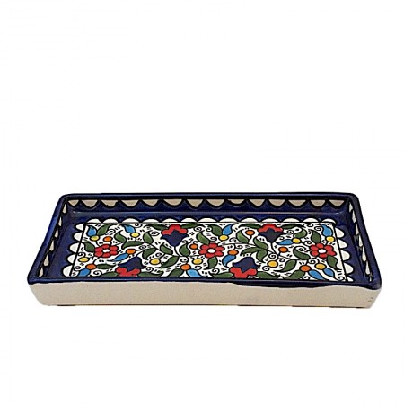 Plat rectangulaire céramique fleurs multicolores