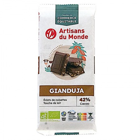 Chocolat bio lait 42% cacao Gianduja