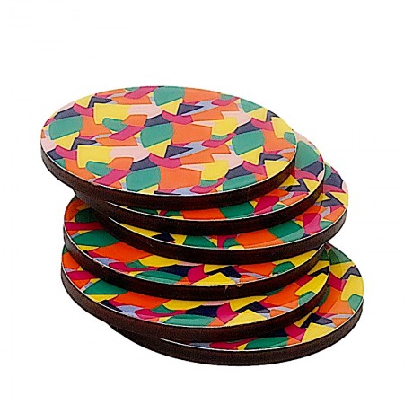 6 dessous verre bois manguier et résine