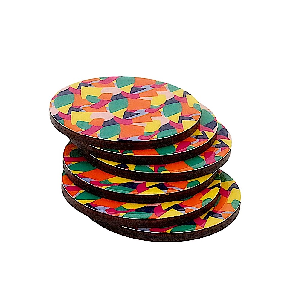 6 dessous verre bois manguier et résine