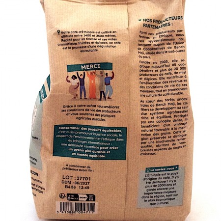 Café bio grains Ethiopie forêt Bench Maji