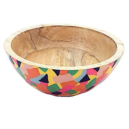 Saladier bois manguier et résine multicolore