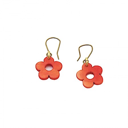 Boucles d'oreilles fleurs tagua rouge