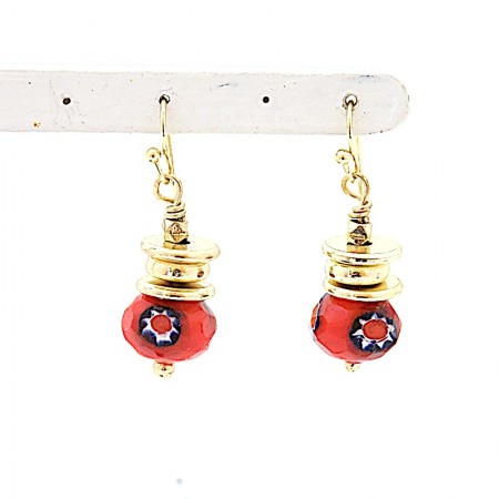 Boucles d'oreilles laiton et perle de verre
