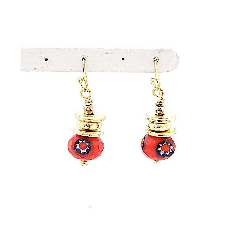 Boucles d'oreilles laiton et perle de verre