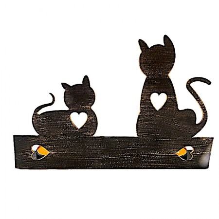 Bougeoir 2 chats métal