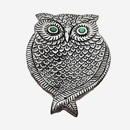 Porte encens hibou aluminium