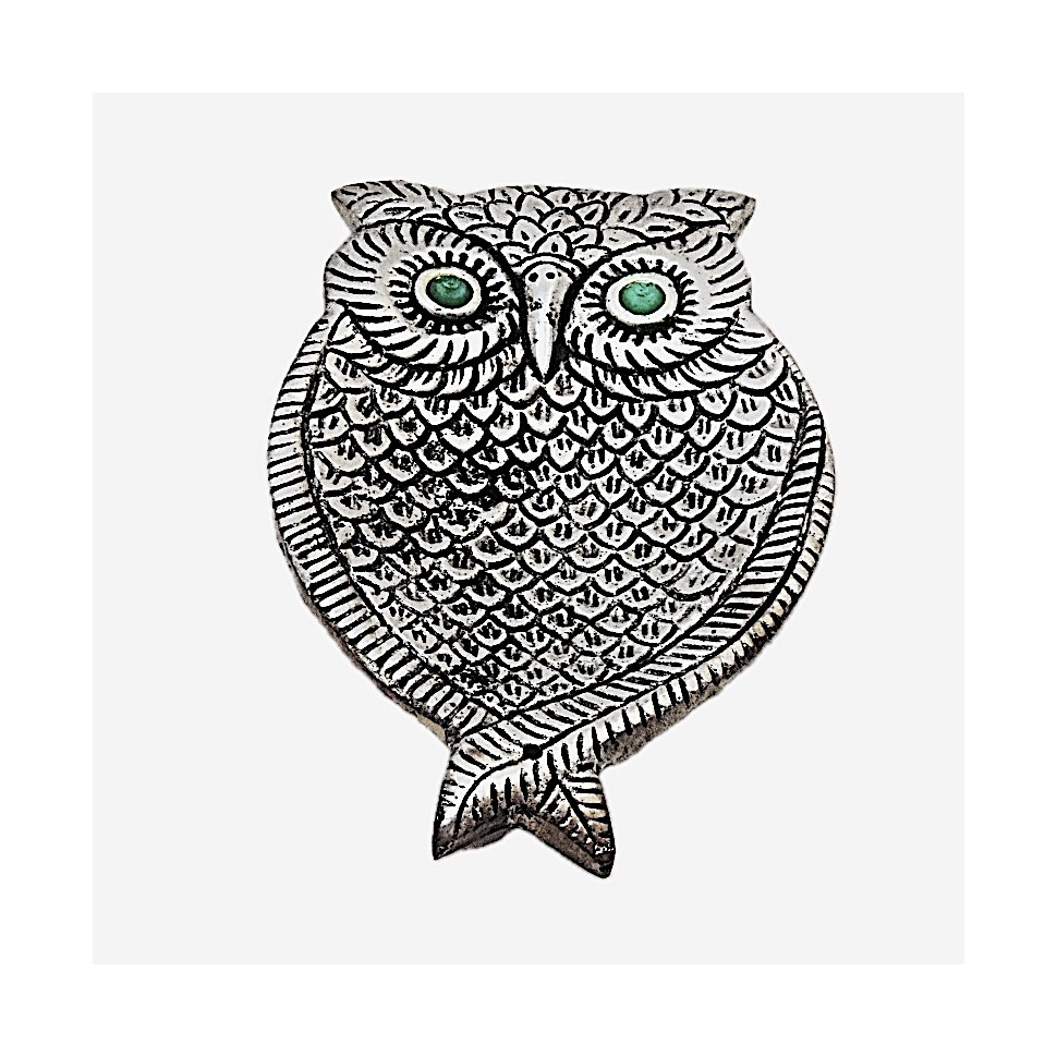 Porte encens hibou aluminium