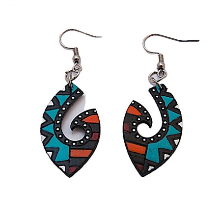 Boucles d'oreilles spirales en calebasse