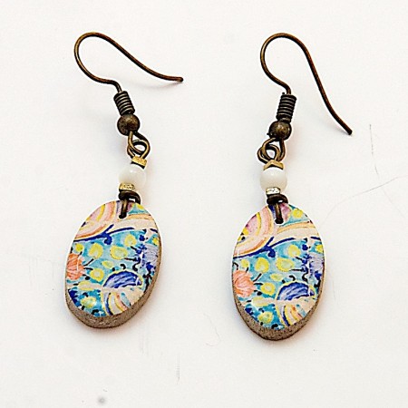Boucles d'oreilles ovales céramique pastel
